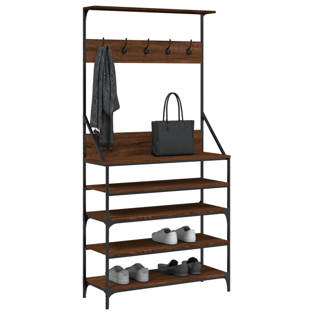 Vidaxl clothes rack with shoe rack 90x34x184 cm brown oak color