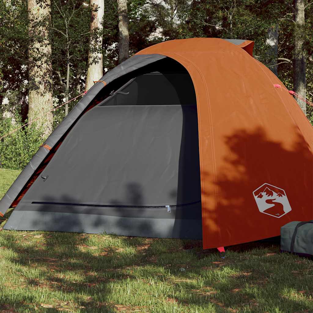 Vidaxl dome tente 4 personnes étanche gris et orange