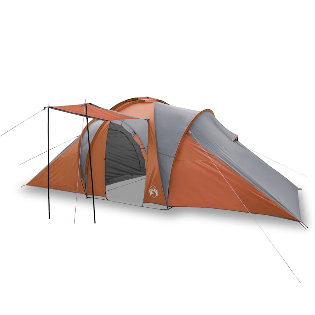 Vidaxl Dome Tent de 6 personas impermeables grises y naranja