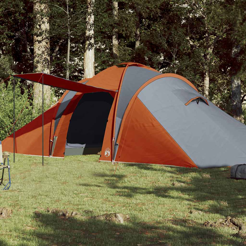 Vidaxl Dome Tent de 6 personas impermeables grises y naranja