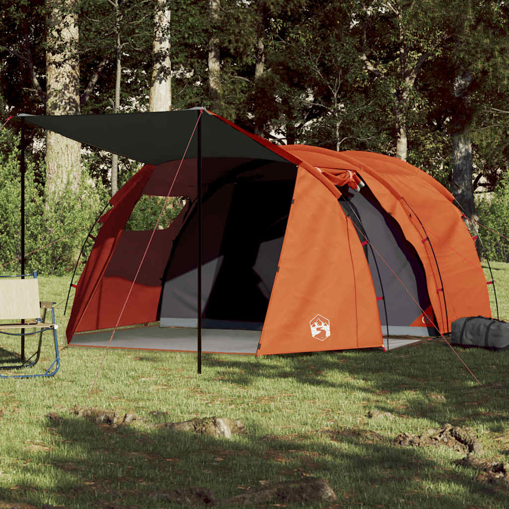 Vidaxl Tunnel Tent à 4 personnes étanche gris et orange