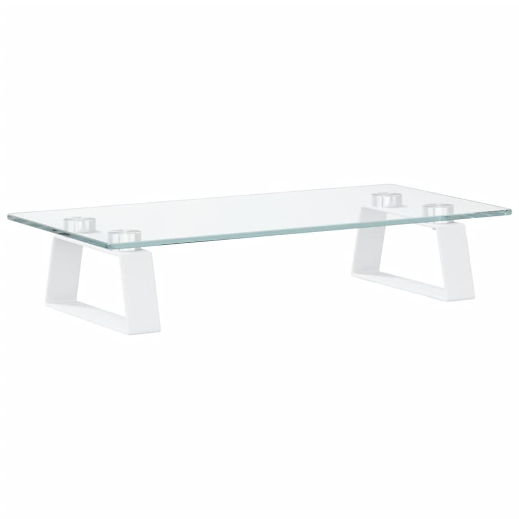 VidaXL Monitorständer 40x20x8 cm gehärtetes Glas und Metall weiß