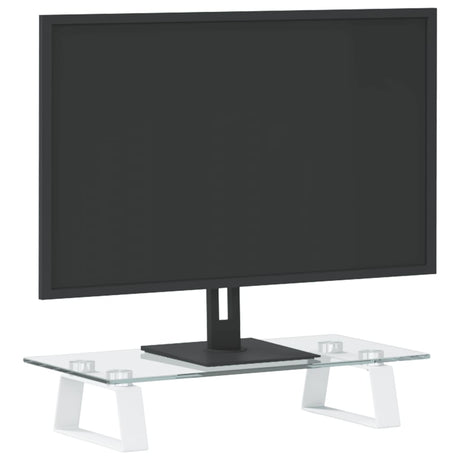 VidaXL Monitorständer 40x20x8 cm gehärtetes Glas und Metall weiß