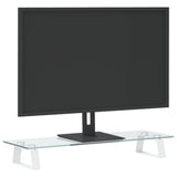 Support de moniteur Vidaxl 60x20x8 cm Verre et blanc métallique