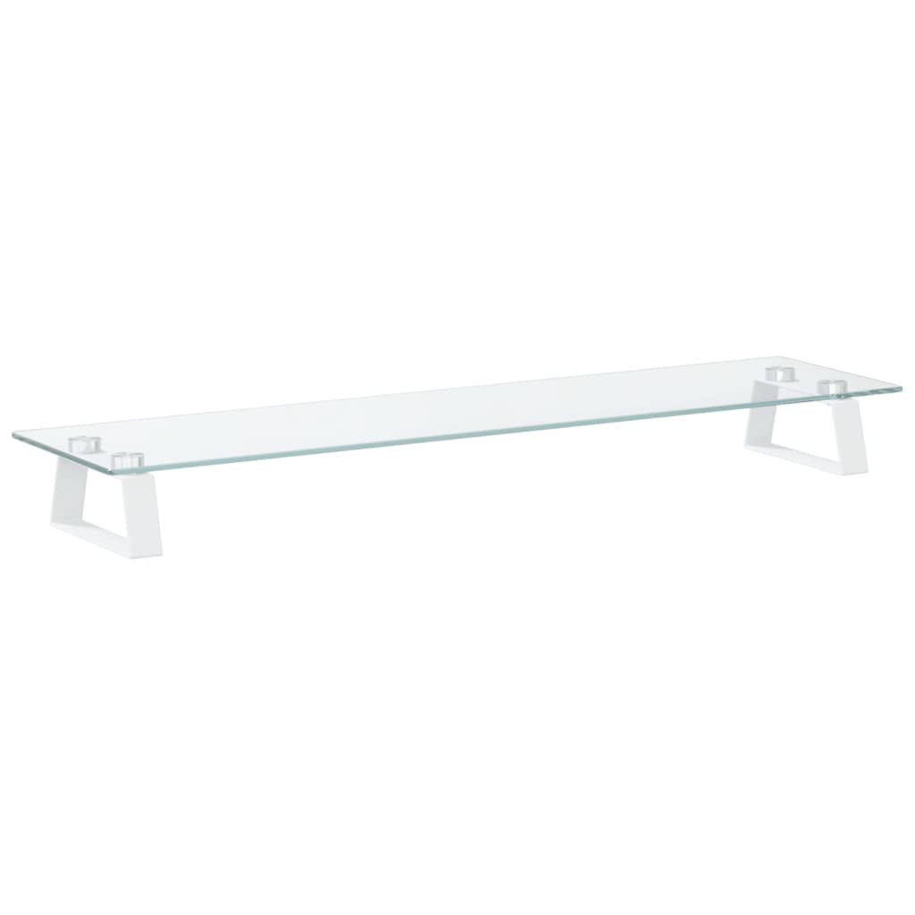 Vidaxl Monitor Stand 80X20x8 cm haart Glas a Metall wäiss