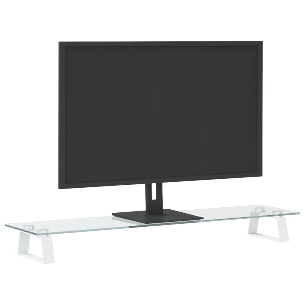 Vidaxxl Monitorständer 80x20x8 cm aus gehärtetem Glas und Metall weiß