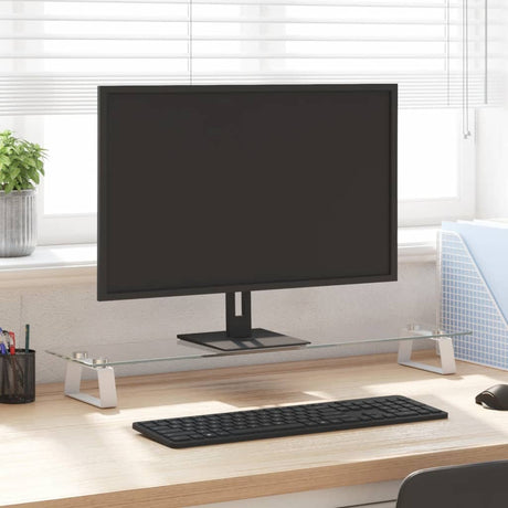 Vidaxxl Monitorständer 80x20x8 cm aus gehärtetem Glas und Metall weiß