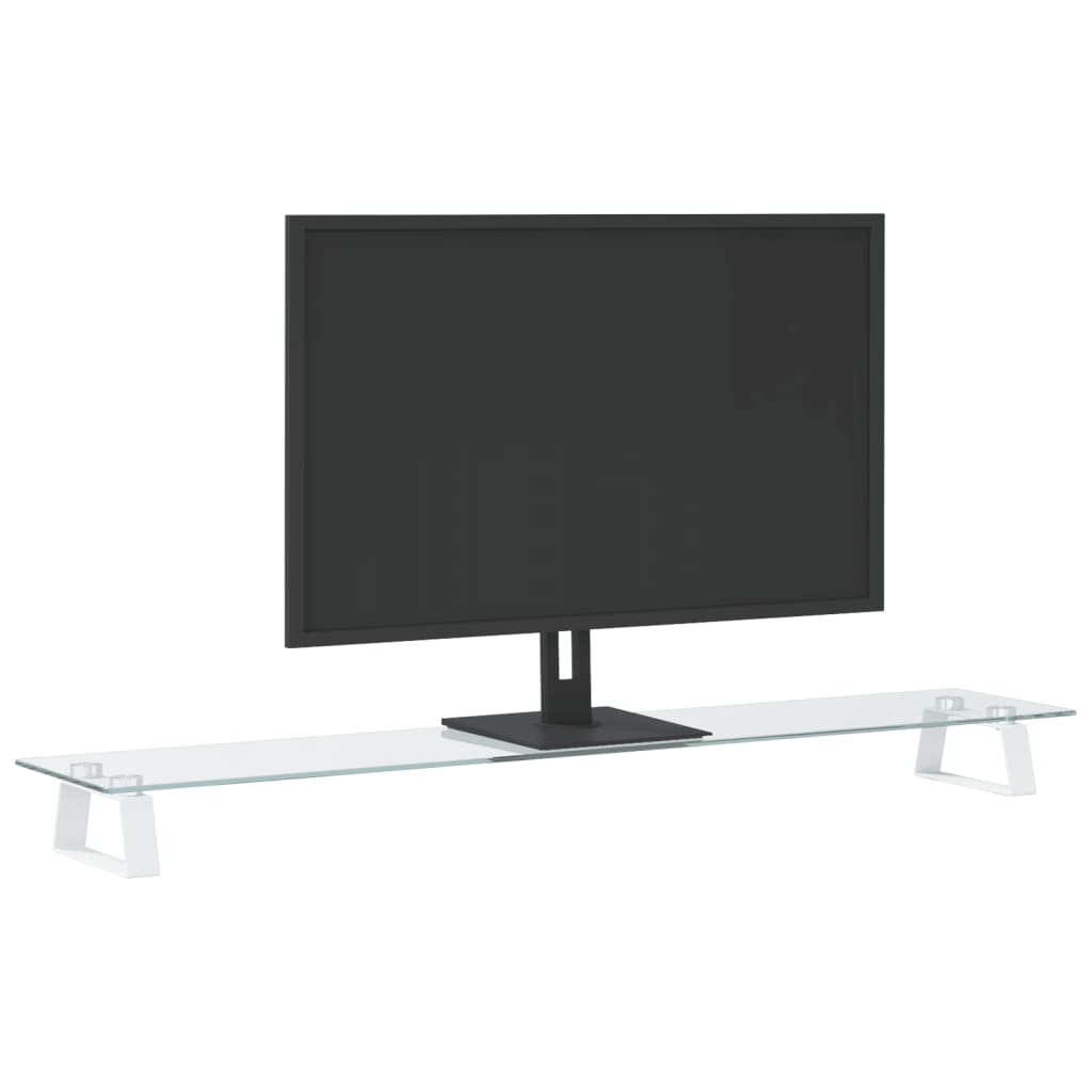 Vidaxl monitorstandaard 100x20x8 cm gehard glas en metaal wit