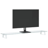 Vidaxl Monitor Standard 100x20x8 cm utrjeno steklo in kovinsko belo