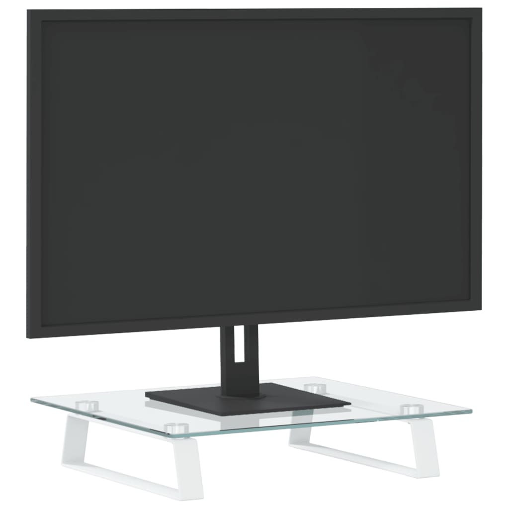 Vidaxxl Monitorständer 40x35x8 cm aus gehärtetem Glas und Metall weiß