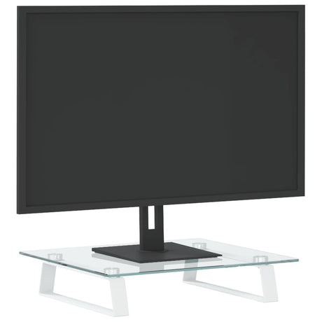 Vidaxxl Monitorständer 40x35x8 cm aus gehärtetem Glas und Metall weiß