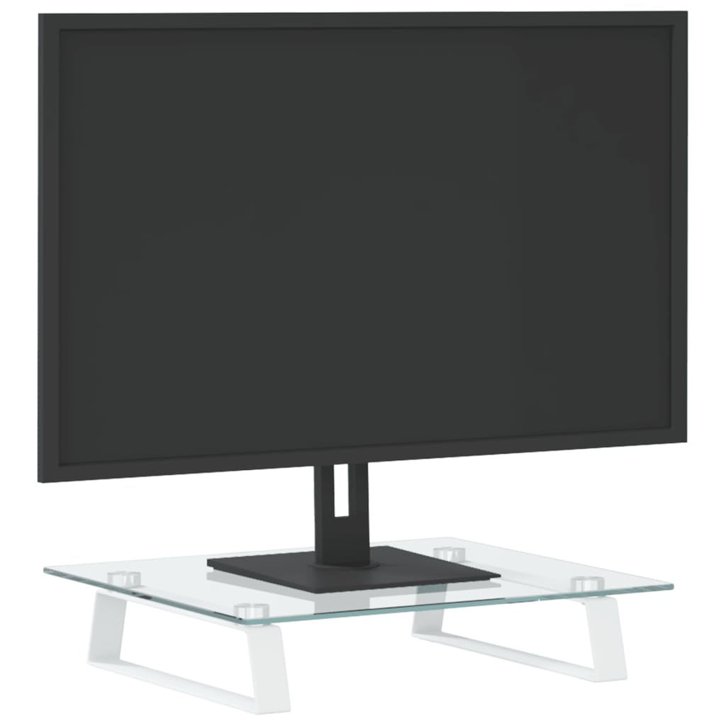 Vidaxl Monitor Standard 40x35x8 cm utrjeno steklo in kovinsko belo