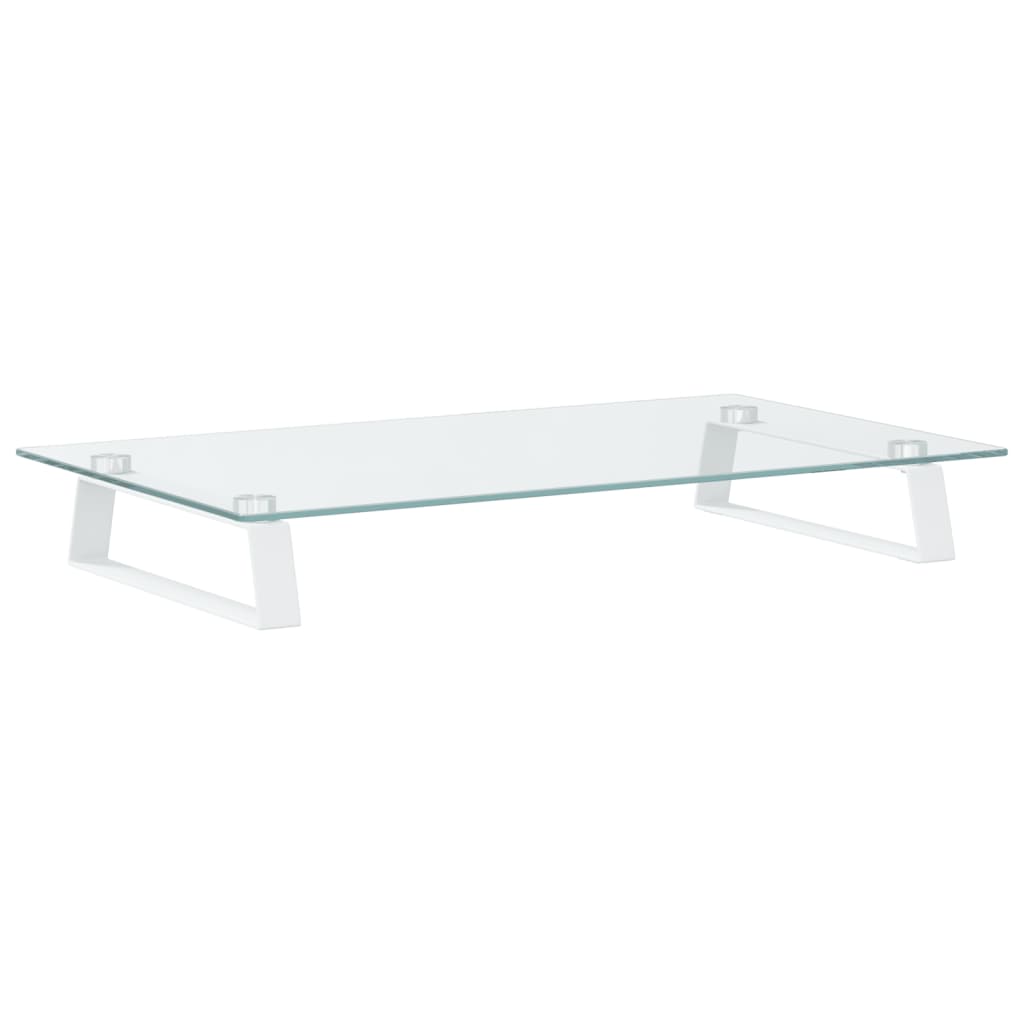 Vidaxl Monitor Stand 60x35x8 cm in vetro temprato e bianco metallico