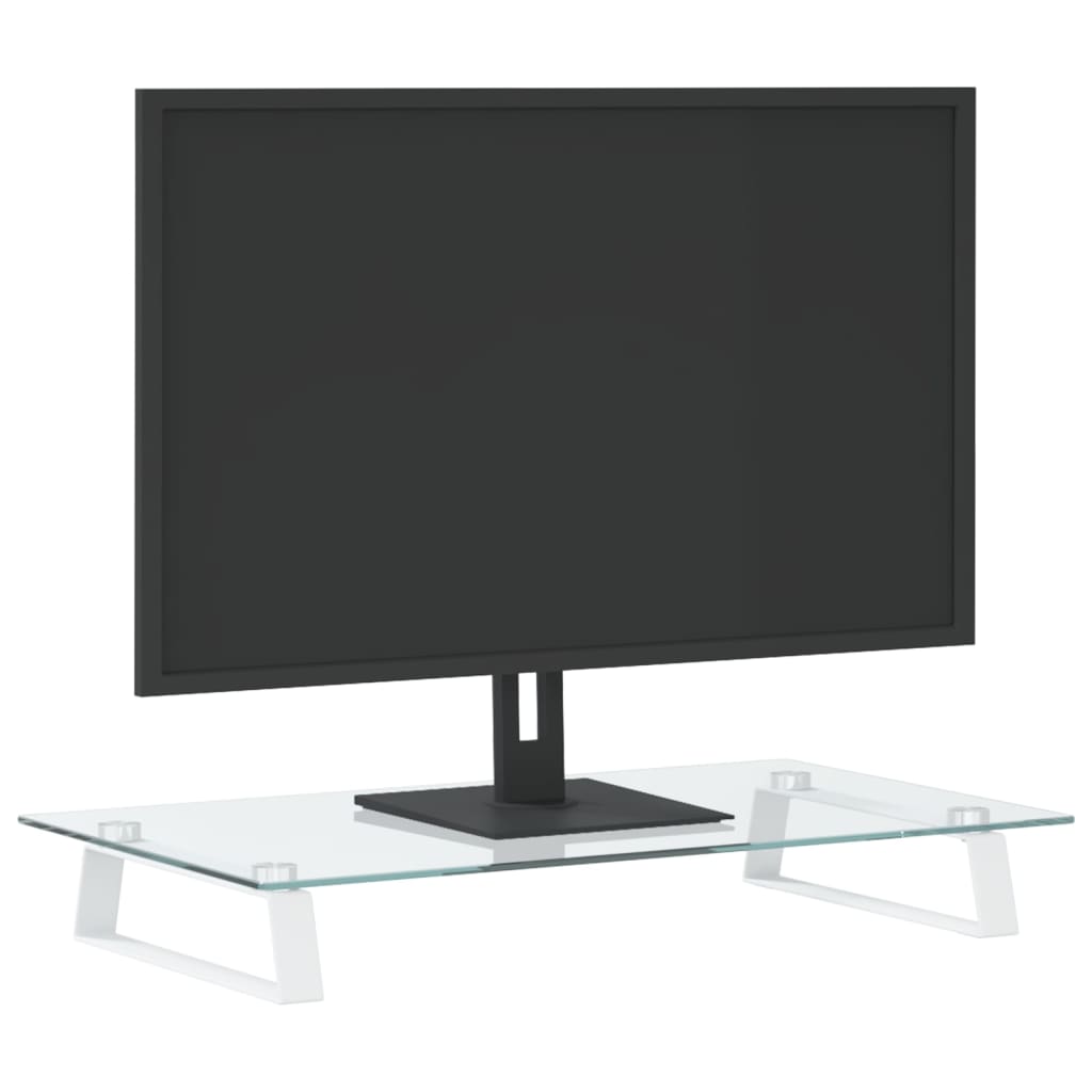 VidaXL Monitorständer 60x35x8 cm gehärtetes Glas und Metall weiß