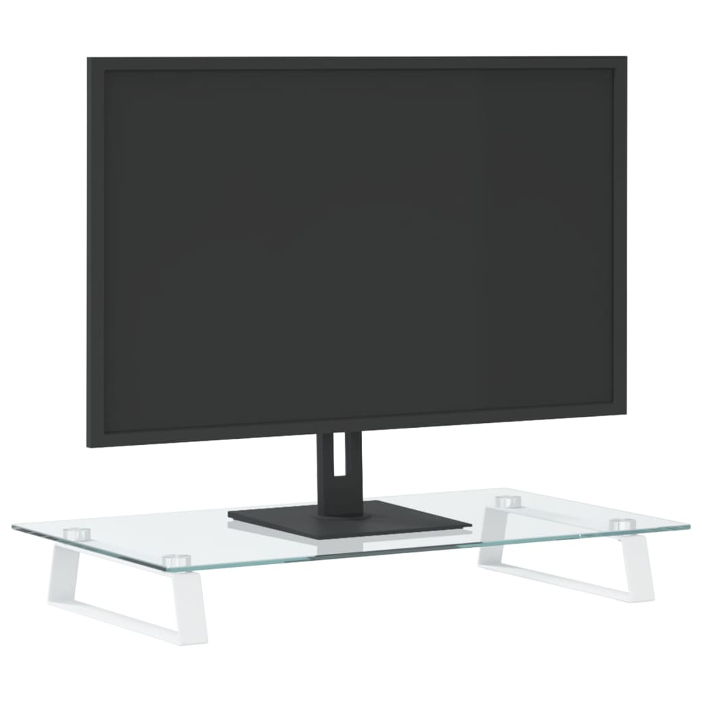 VidaXL monitor stand 60x35x8 cm hardened glass and metal white