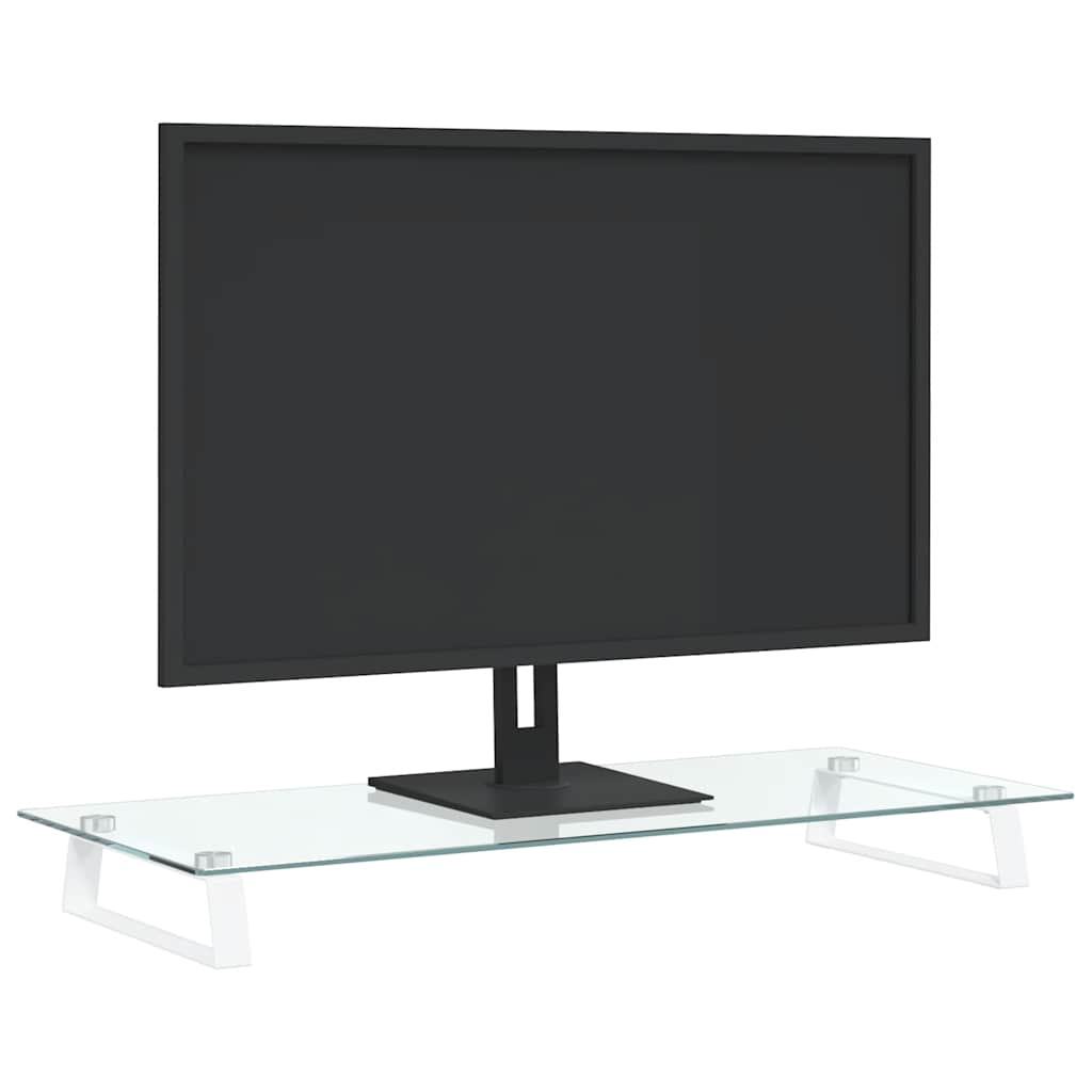 Vidaxxl Monitorständer 80x35x8 cm aus gehärtetem Glas und Metall weiß