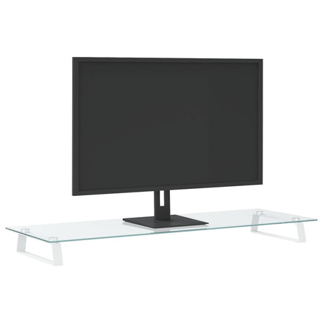 VidaXL Monitorständer 100x35x8 cm gehärtetes Glas und Metall weiß