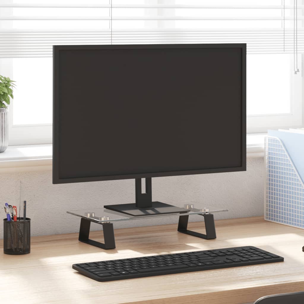 Vidaxx Monitorständer 40x20x8 cm gehärtetes Glas und Metall schwarz