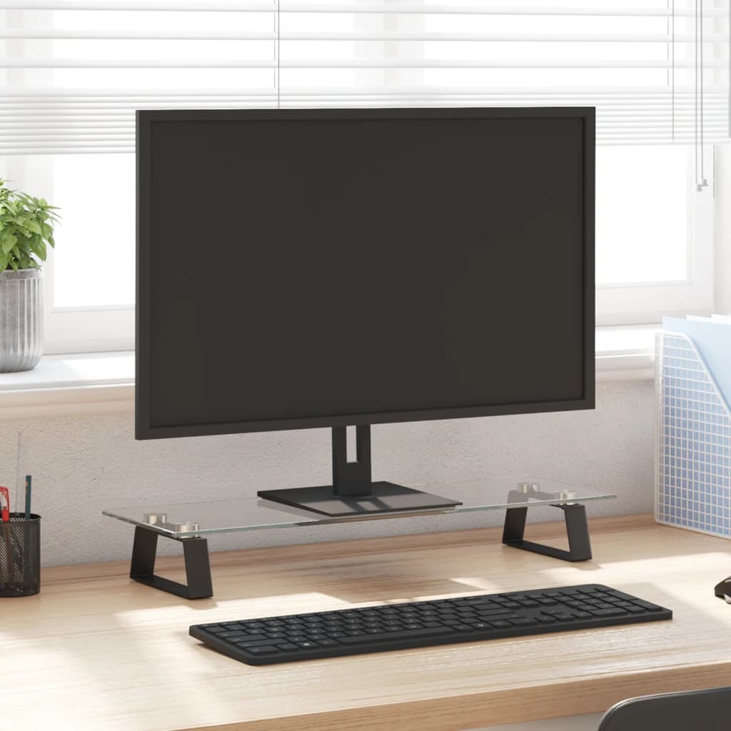 VidaXL Monitorständer 60x20x8 cm gehärtetes Glas und Metall schwarz