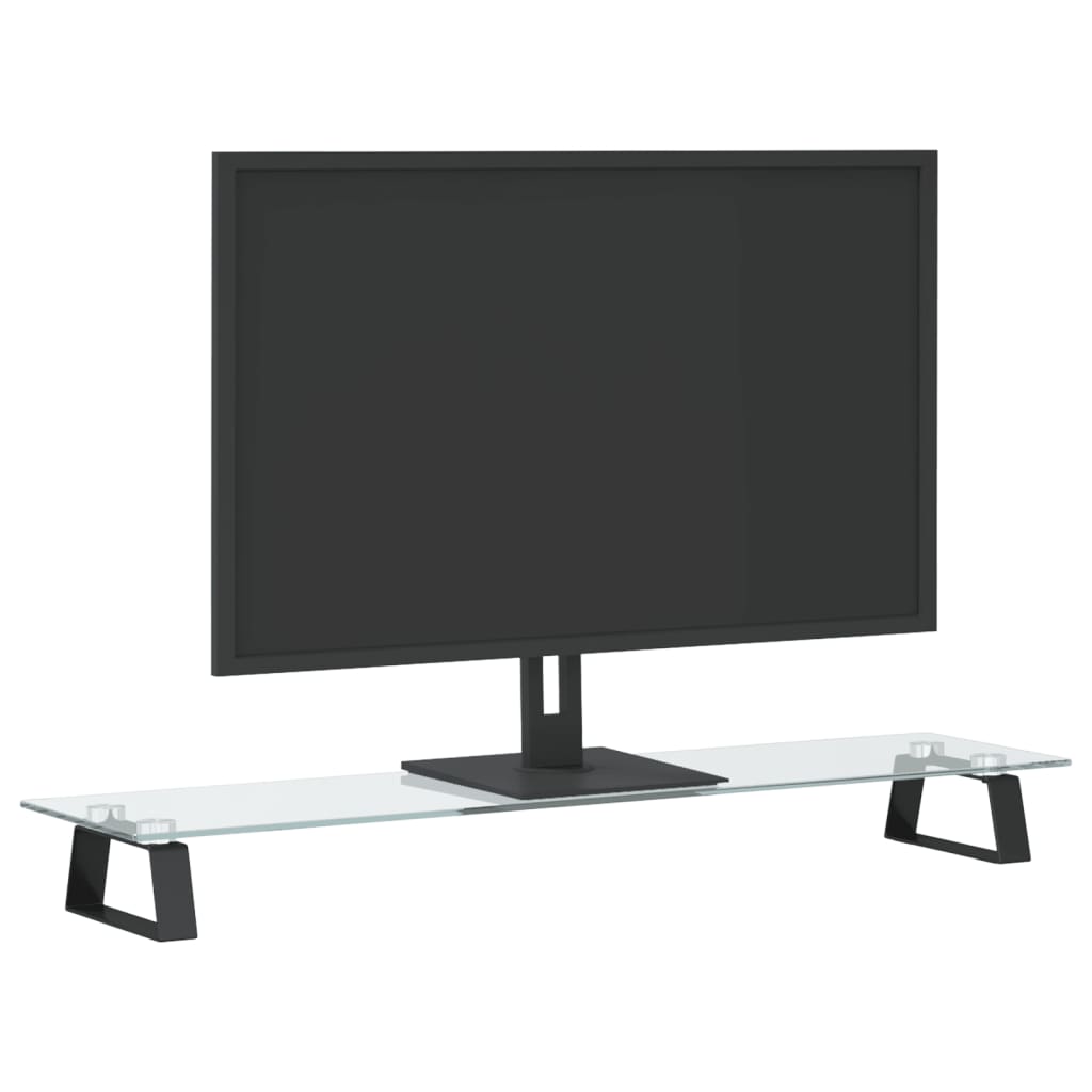 Vidaxl Monitor Stand 80x20x8 cm Verre durcie et noir métal