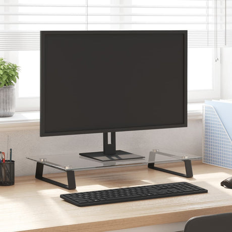 Vidaxxl Monitorständer 60x35x8 cm aus gehärtetem Glas und Metall schwarz