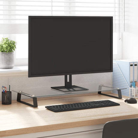 Vidaxxl Monitorständer 80x35x8 cm gehärtetes Glas und Metall schwarz