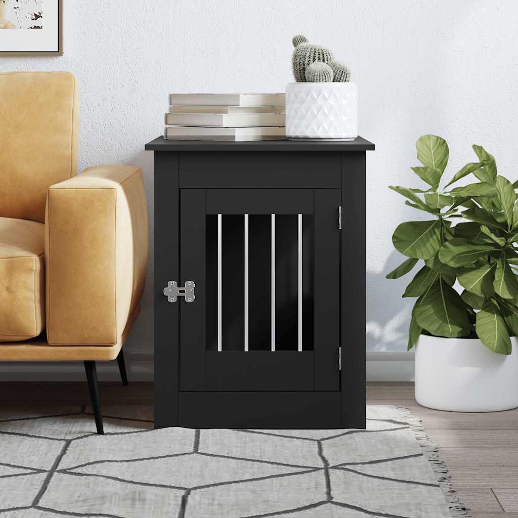 Vidaxl Hundebox 55 x 80 x 68 cm verarbeitetes Holz schwarz