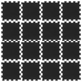 Carreaux de caoutchouc vidaxl 16 st 16 mm 30x30 cm noir