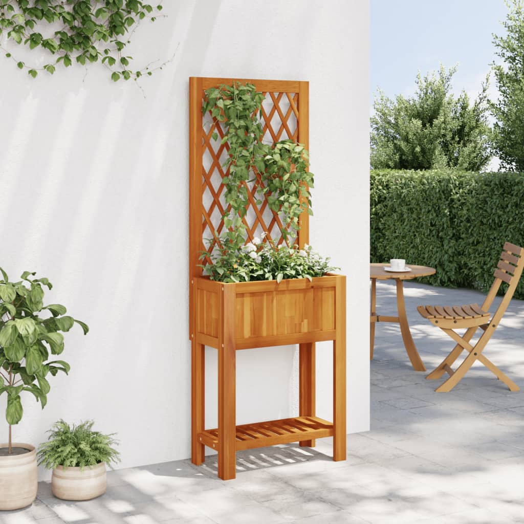 Vidaxx Pflanzgefäß mit Spalier und Ablage 55x29,5x152 cm Akazienholz