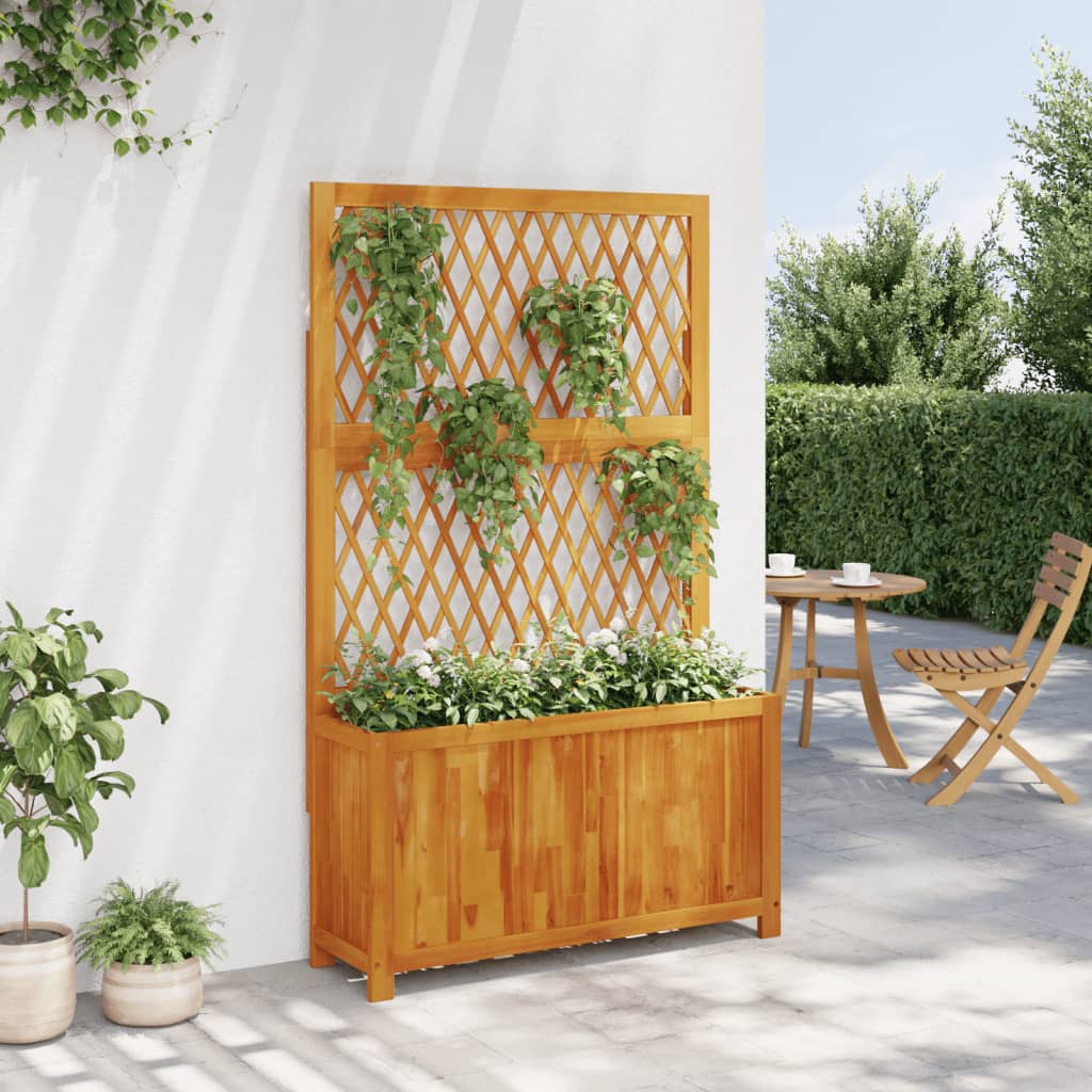 Plantador Vidaxl con latwerk 100x32x165 cm sólido acaciahout