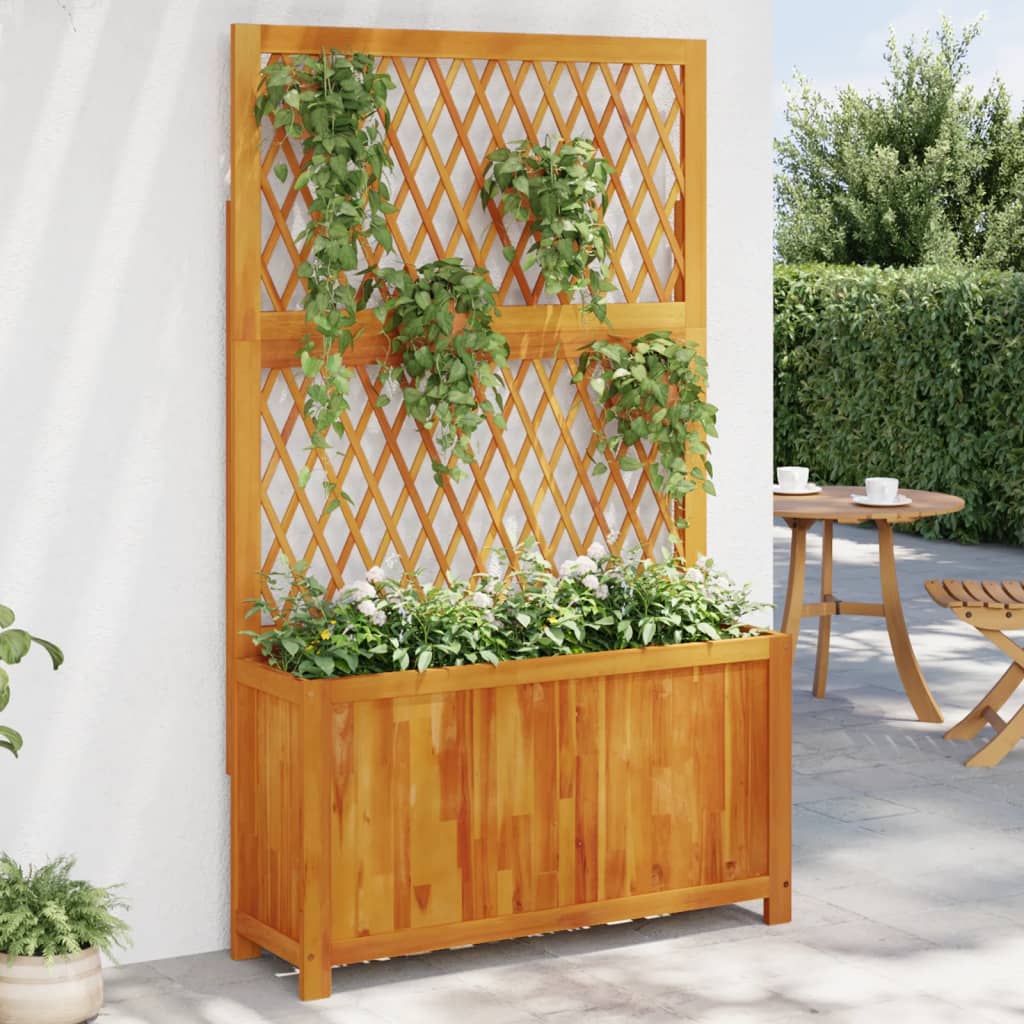 Vidaxl plantenbak met latwerk 100x32x165 cm massief acaciahout