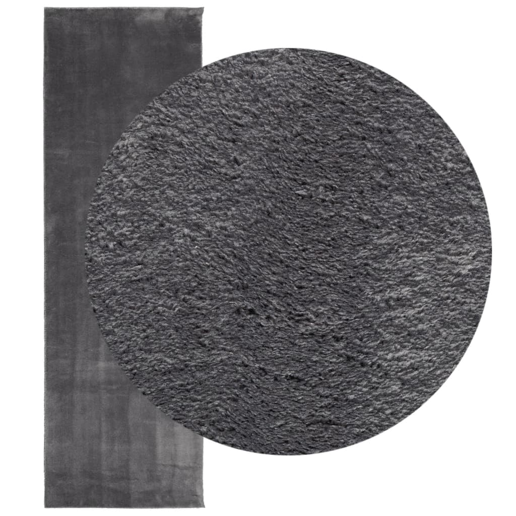 Vidaxl rug Huarte low -pile soft washable 80x250 cm anthracite