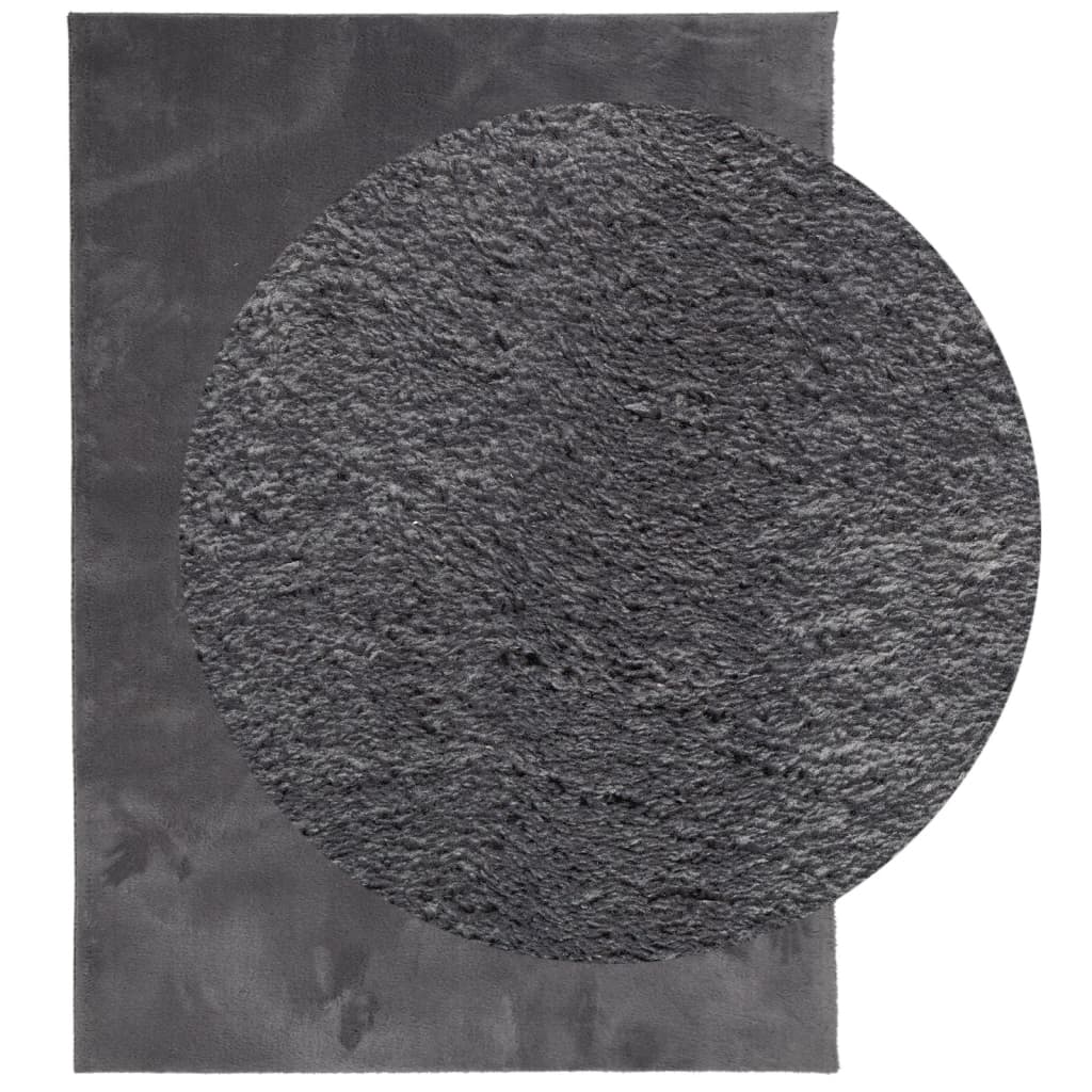VidaXL Teppich Huarte Kurzflor weich waschbar 140x200 cm Anthrazit