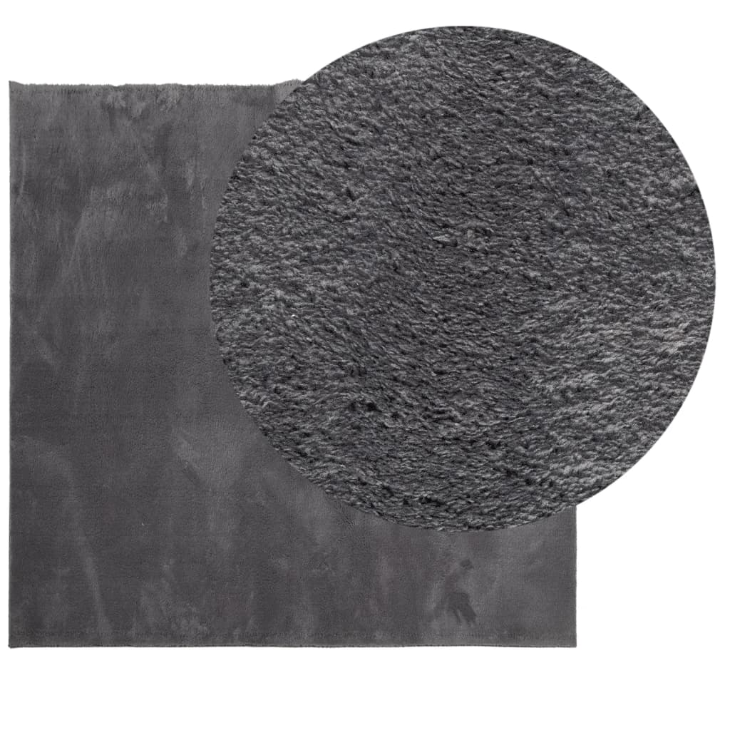 Vidaxl Rug Huarte Low -Pole Myk vaskbar 160x160 cm Anthracite