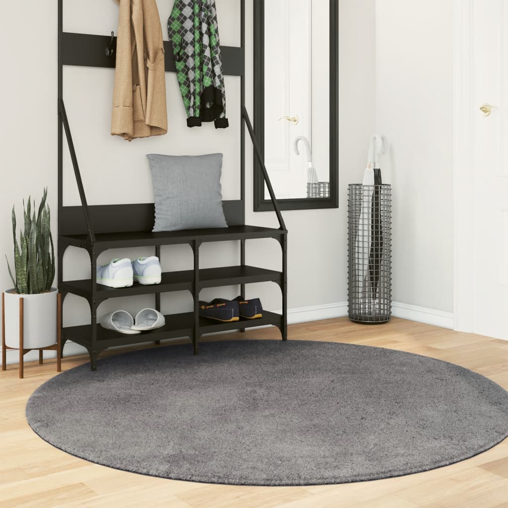 Vidaxl rug harte low -pole mëll wäschen Ø 160 cm Anthracit