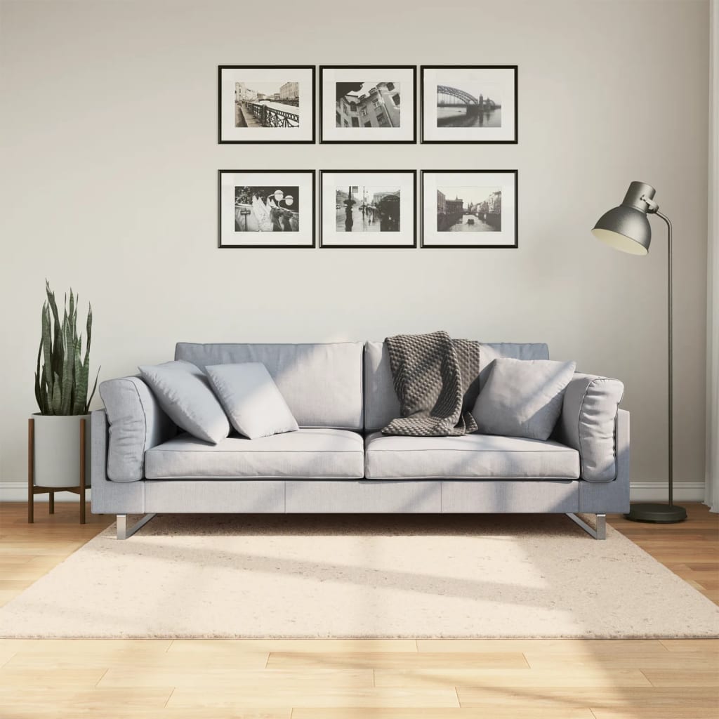 VidaXL Teppich Huarte Kurzflor weich waschbar 160x160 cm Beige