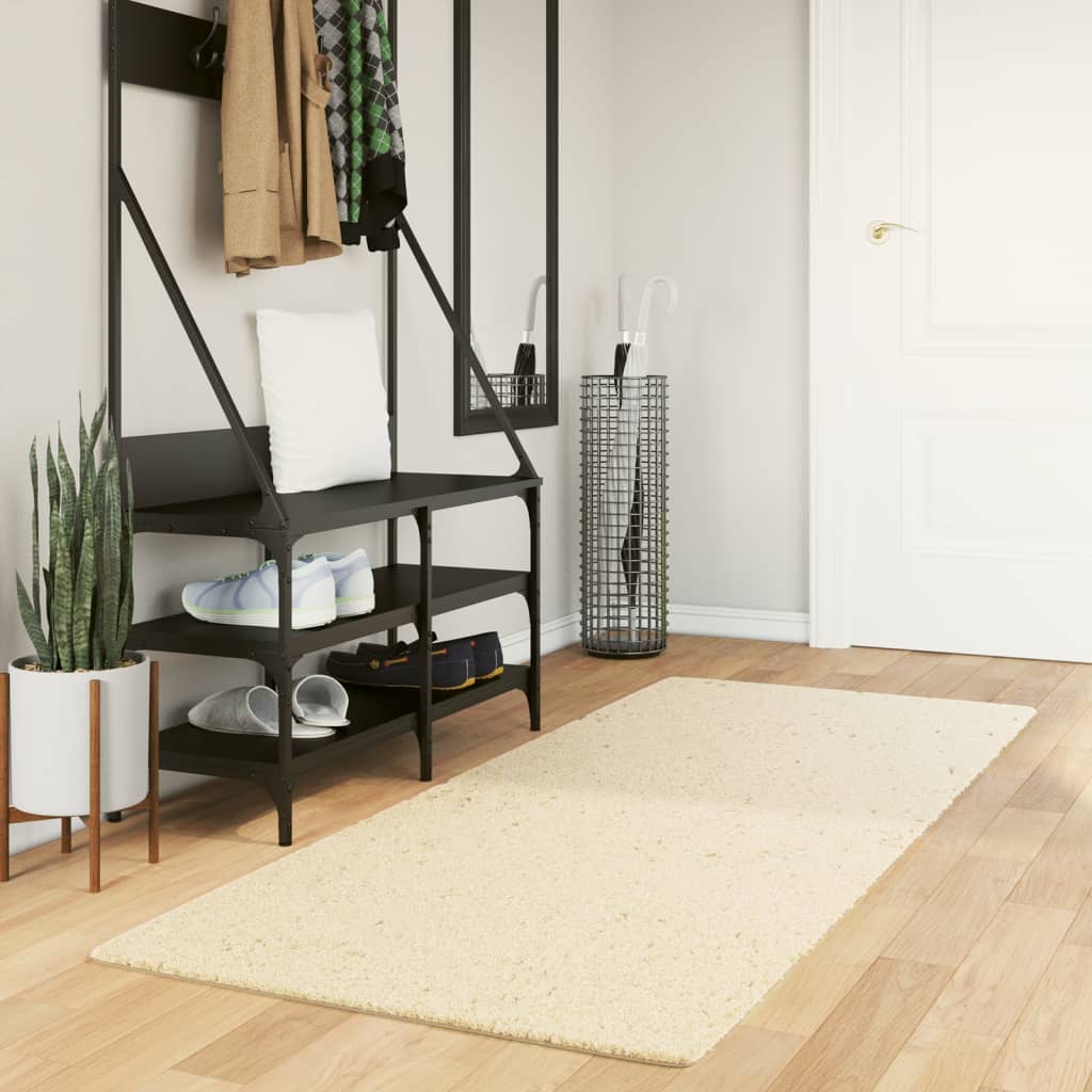 VidaXL Teppich HUARTE Kurzflor weich waschbar 80x200 cm Creme