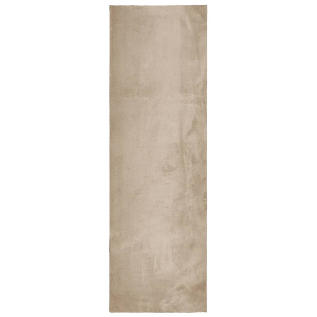 Vidaxl rug harte low -pole mëll wäschen 80x250 cm Sand -colored