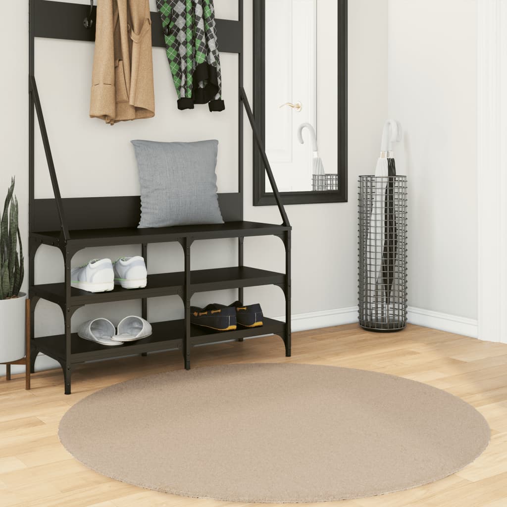 Vidaxl Rug Huarte Low -Pole Myk vaskbar ø 120 cm sand -farget