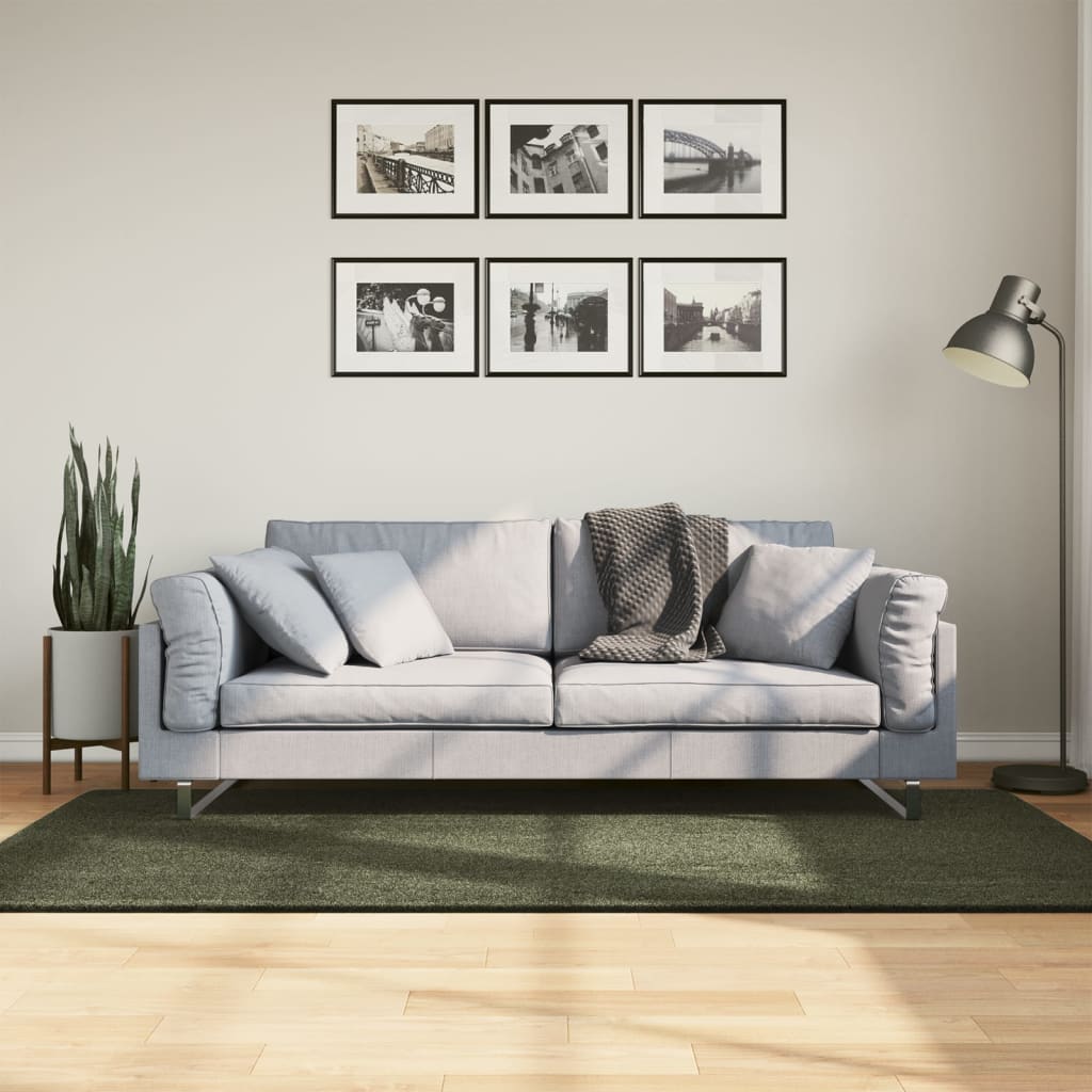 VidaXL Teppich Huarte Kurzflor weich waschbar 100x200 cm Waldgrün