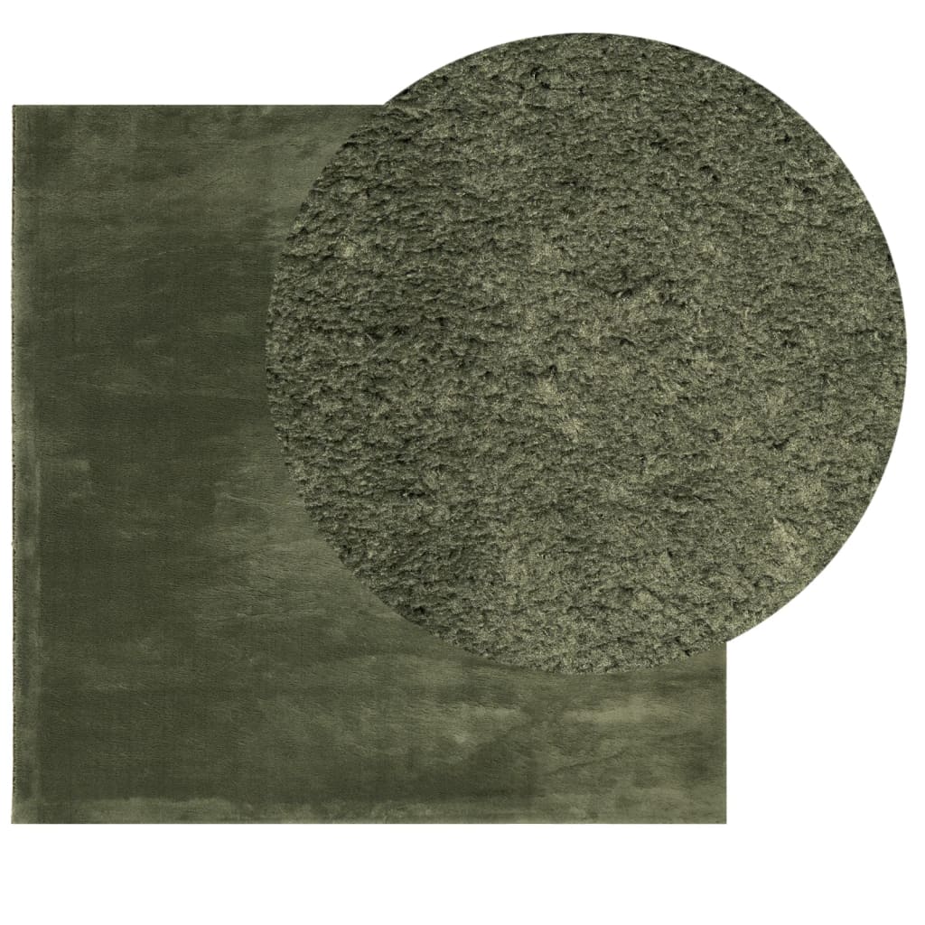 VidaXL Teppich Huarte Kurzflor weich waschbar 120x120 cm Waldgrün
