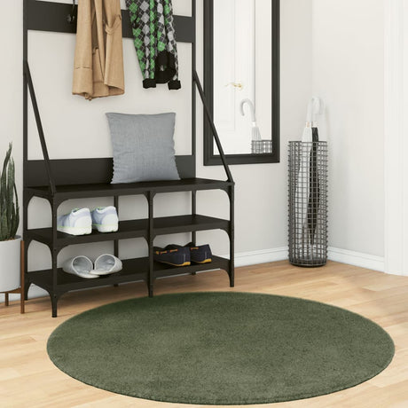 Vidaxl Teppich Huarte Kurzflor weich waschbar ø 120 cm Waldgrün