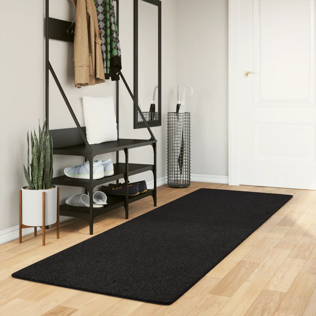 Vidaxl Rug Huarte Low -Pole Myk vaskbar 80x250 cm svart