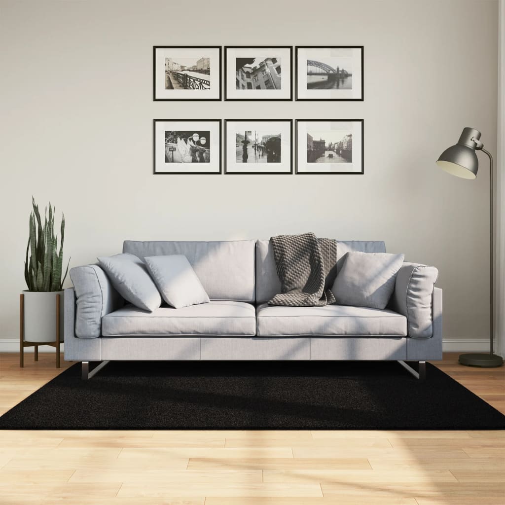 Vidaxx Teppich Huarte Kurzflor weich waschbar 120x170 cm schwarz