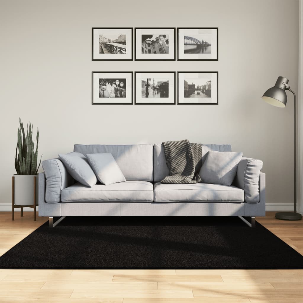Vidaxx Teppich Huarte Kurzflor weich waschbar 160x160 cm schwarz