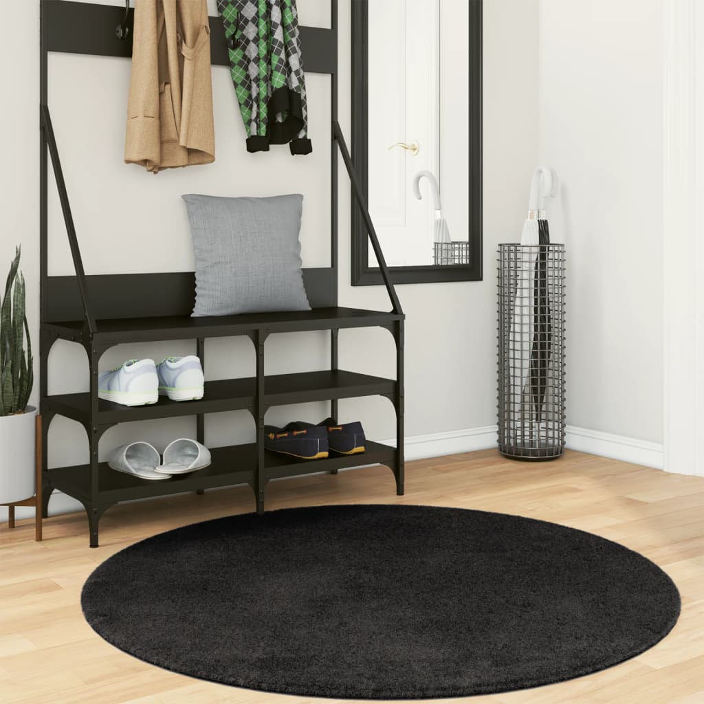 Vidaxl Teppich Huarte Kurzflor weich waschbar ø 120 cm schwarz