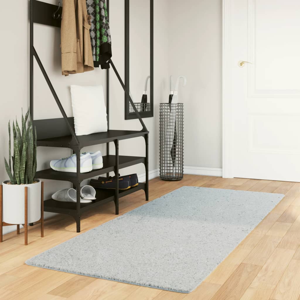 VidaXL Teppich Huarte Kurzflor weich waschbar 80x200 cm blau