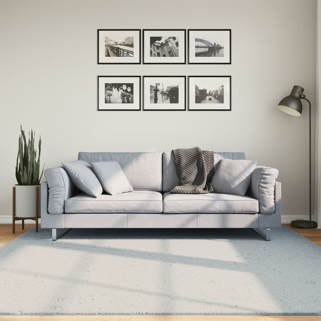 Tapis Vidaxl Huarte Low-Pole Soft Soft Washable 200x200 cm bleu