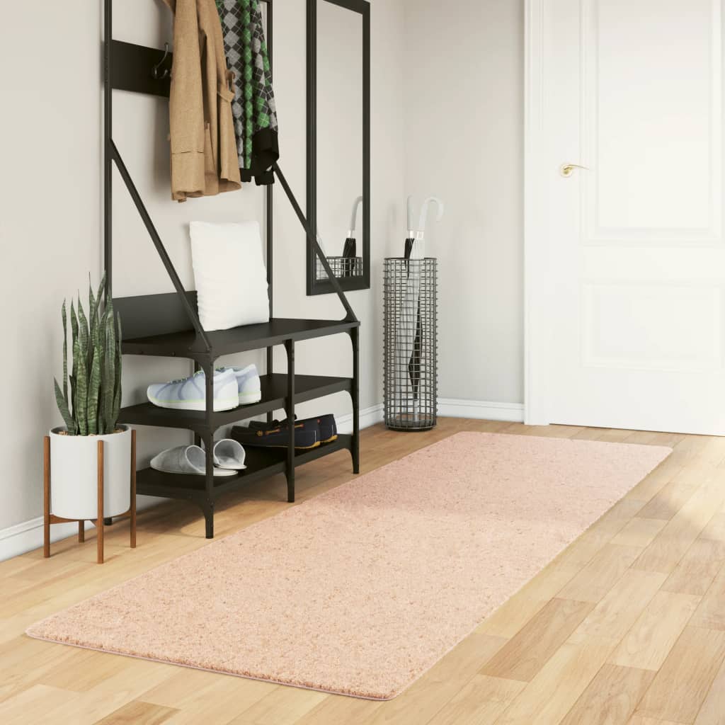 Tapis vidaxl Huarte Low -Pile Soft Soft Wasable 80x250 cm rose