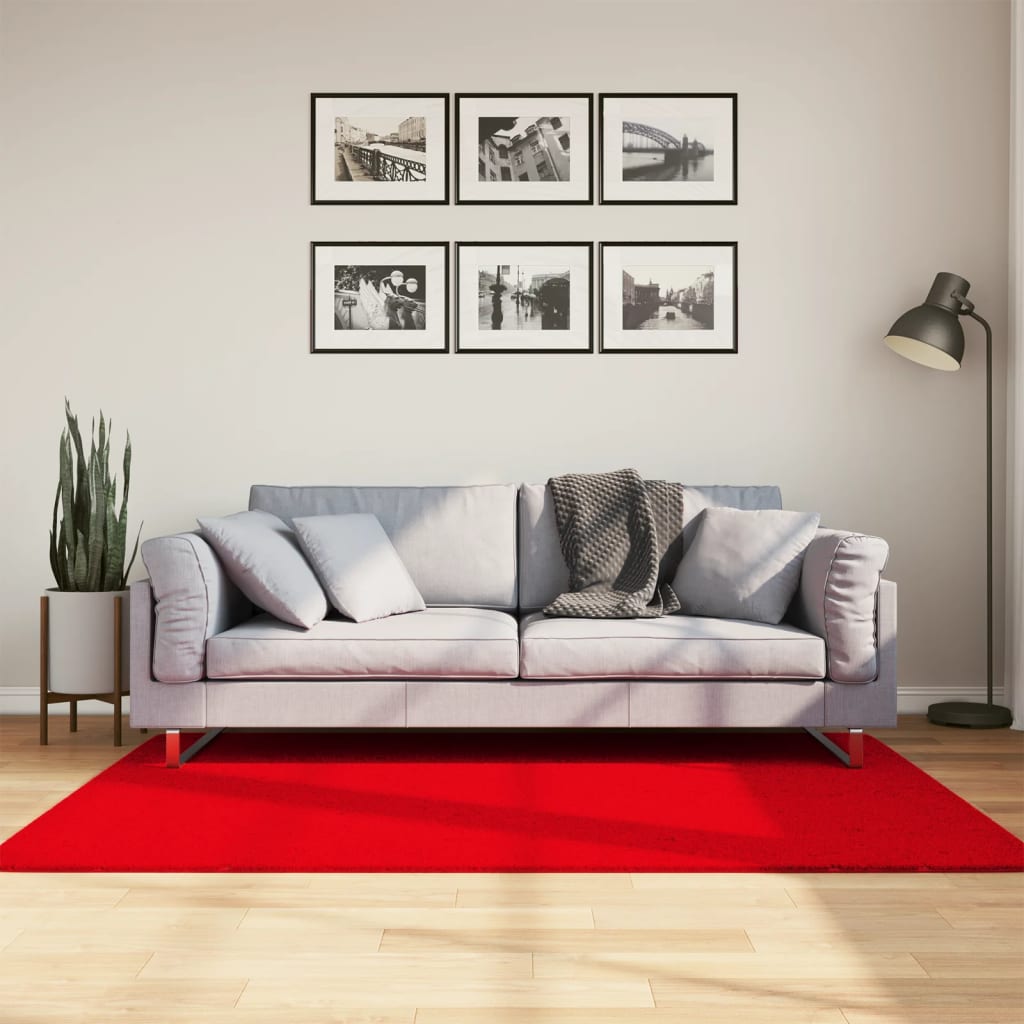 VidaXL Teppich Huarte Kurzflor weich waschbar 120x170 cm rot